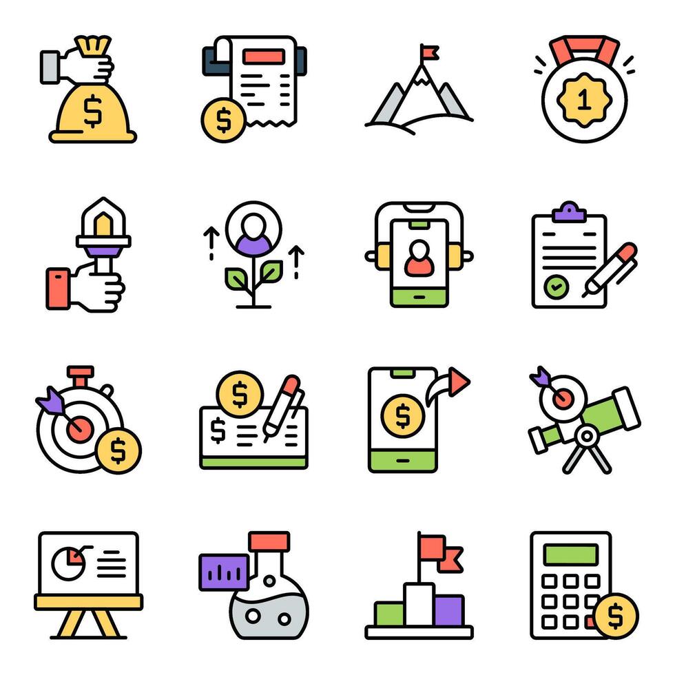 Set of Business and Commerce Flat Icons vector