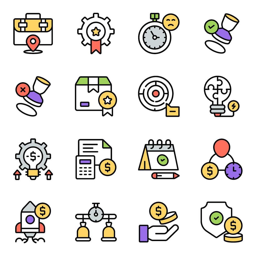 Set of Finance and Economy Flat Icons vector