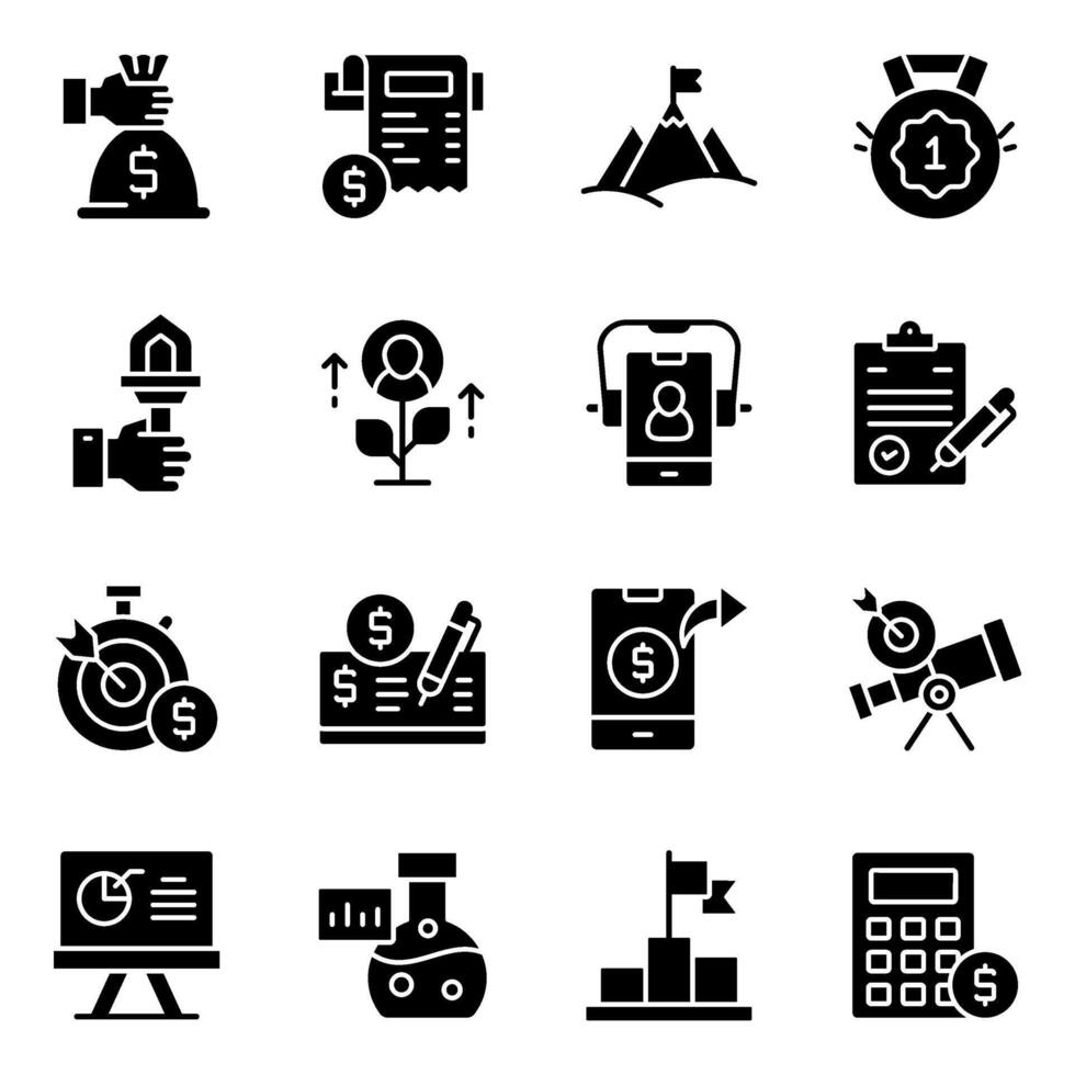 Set of Business and Commerce Solid Icons vector