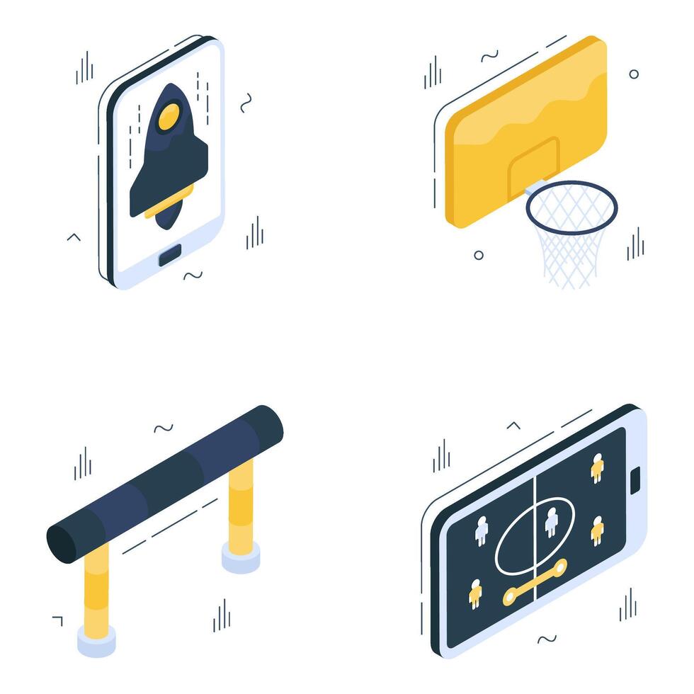 Set of Games Isometric Icons vector