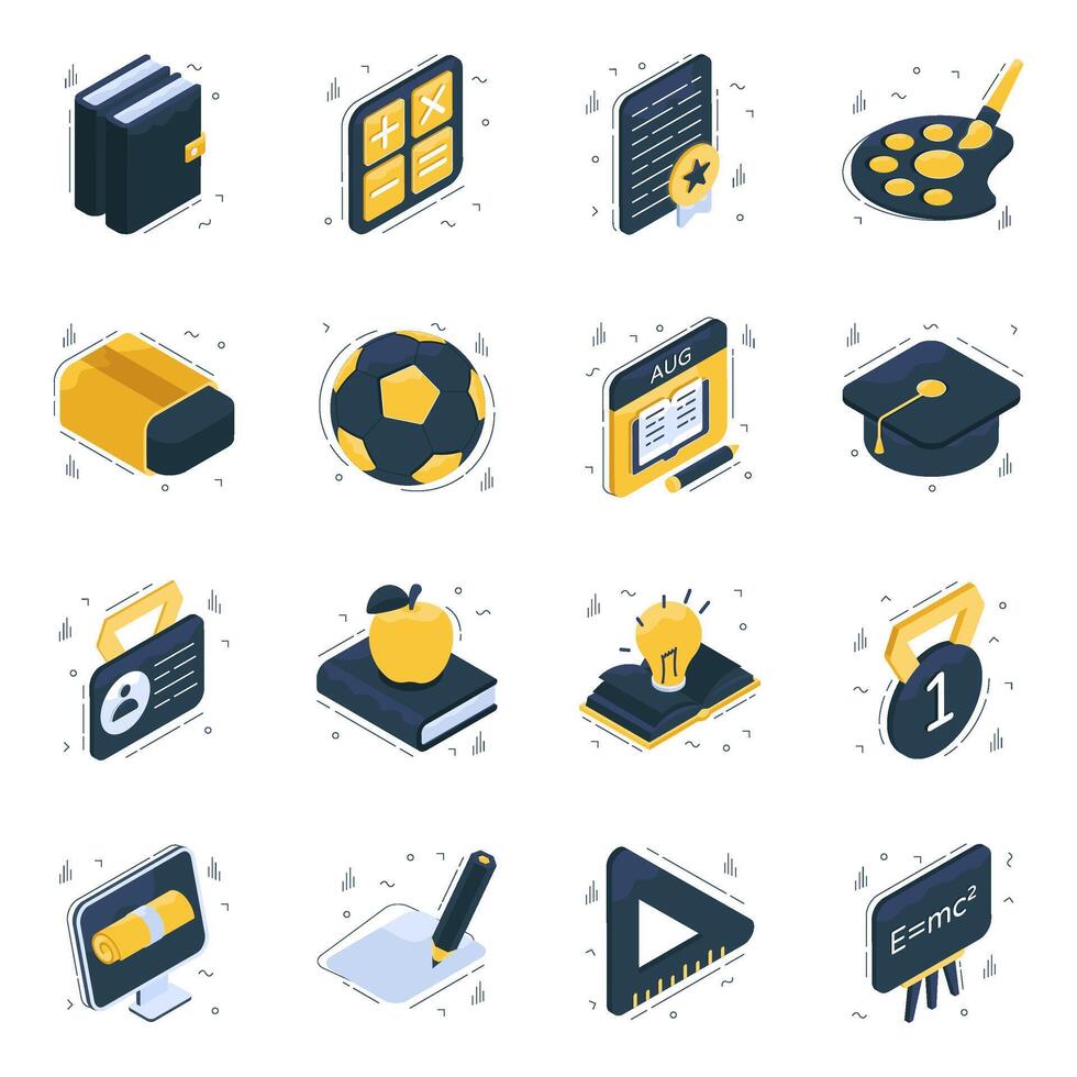 Pack of Education Isometric Icons vector