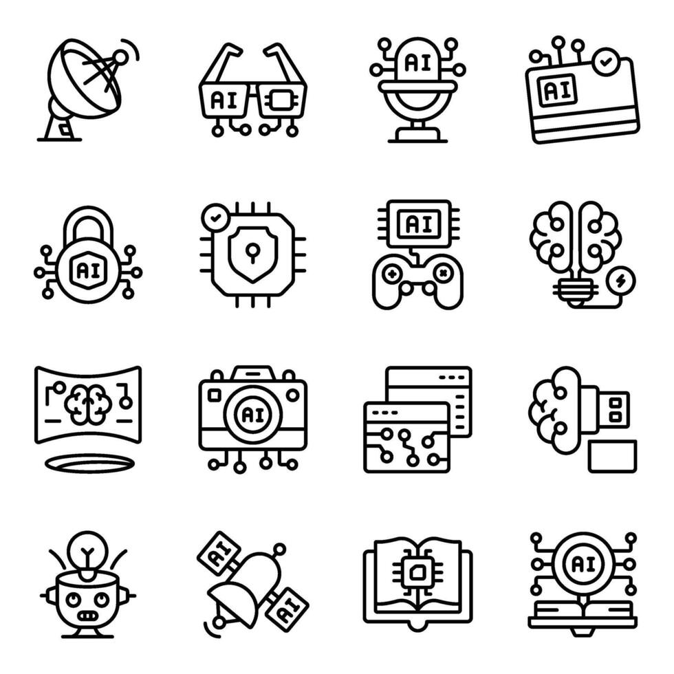 Set of Technology Linear Icons vector