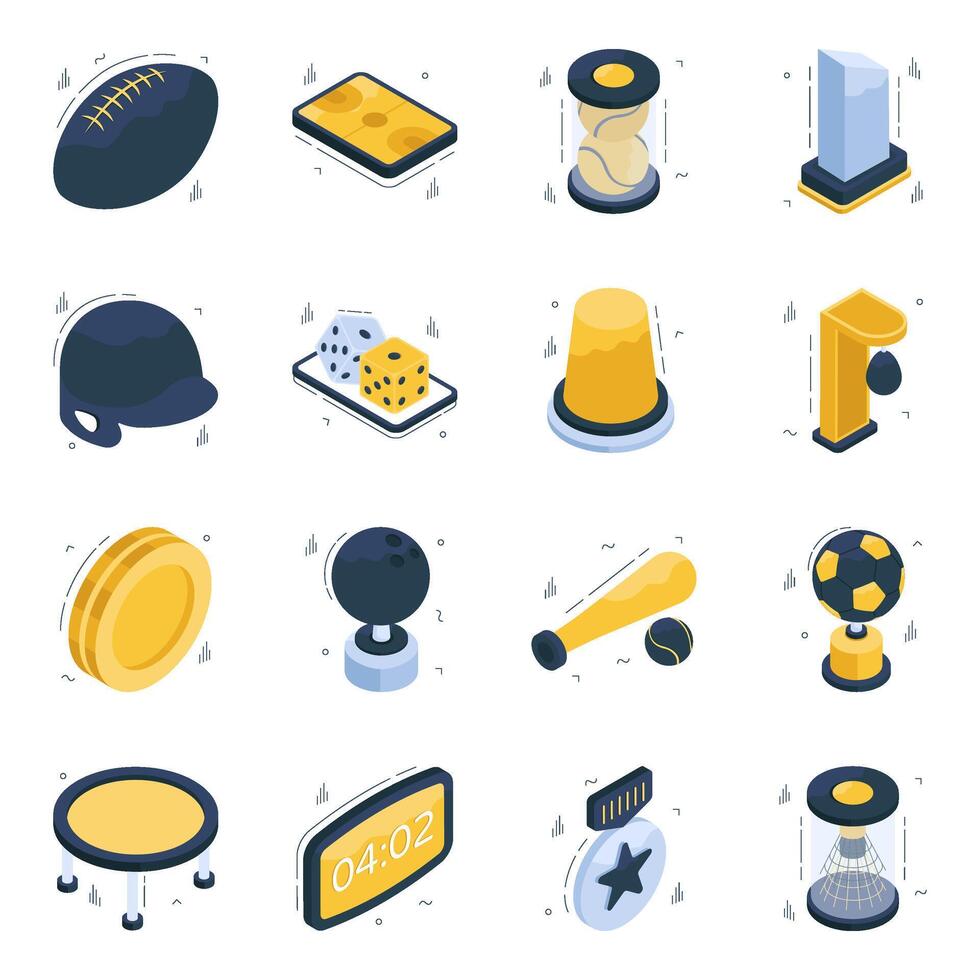 Set of Sports and Games Isometric Icons vector