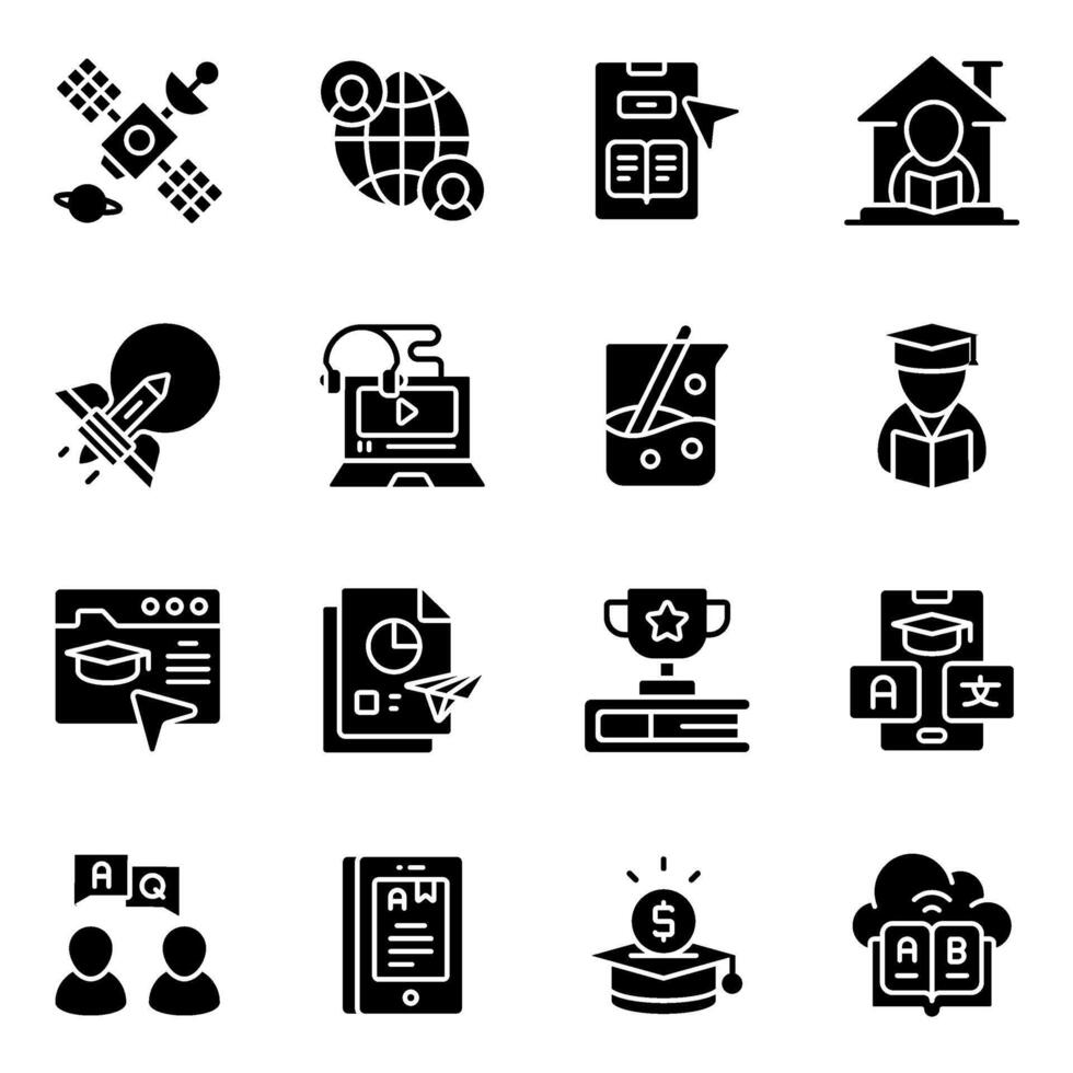 Pack Of Study And solid Icon vector
