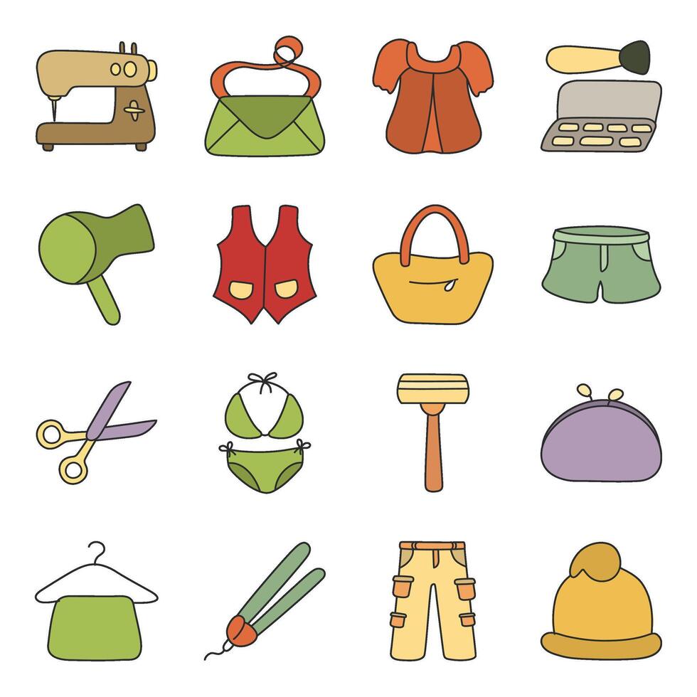 Pack Of Styling Flat Icon vector