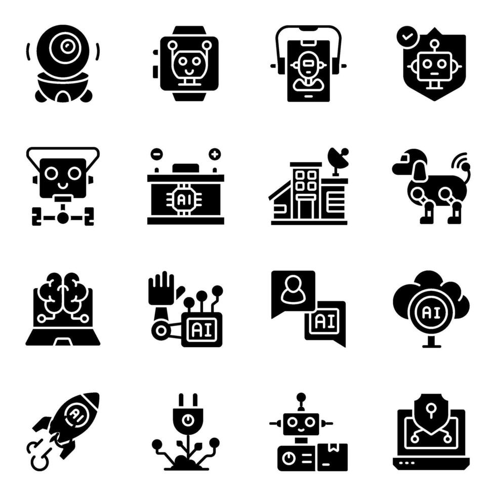 Set of Futuristic Technology Solid Icons vector