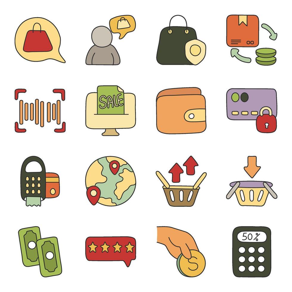 Pack Of Shopping Flat Icon vector
