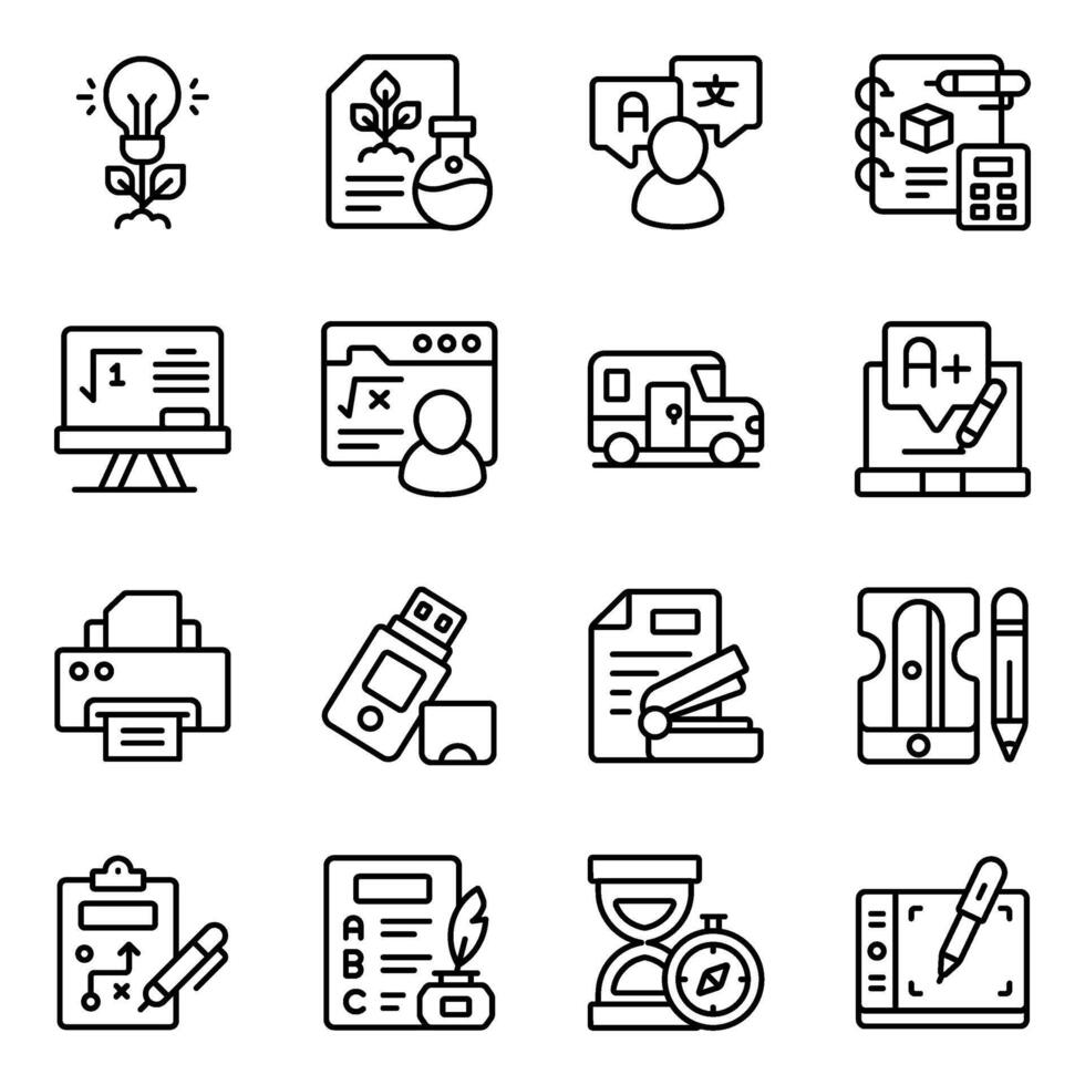 Pack Of Learning linear Icon vector