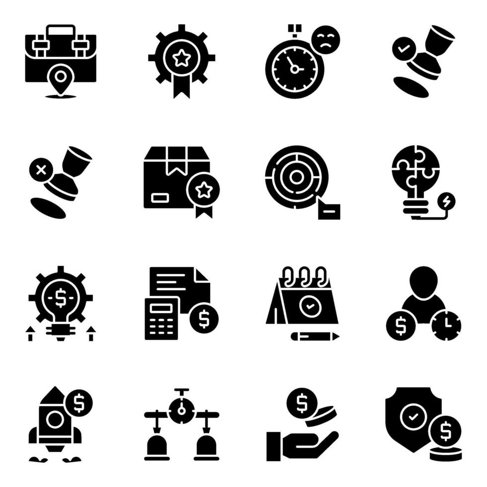 Set of Finance and Economy Solid Icons vector