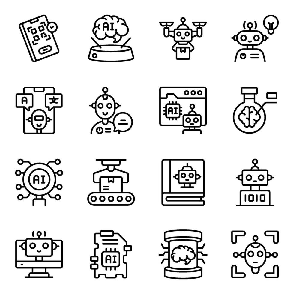 Set of Ai Linear Icons vector