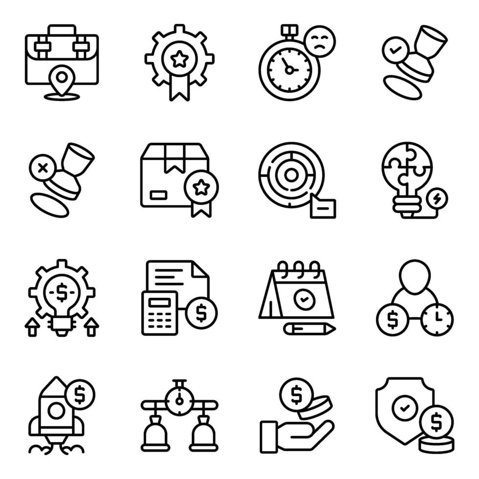 Set of Finance and Economy Linear Icons vector