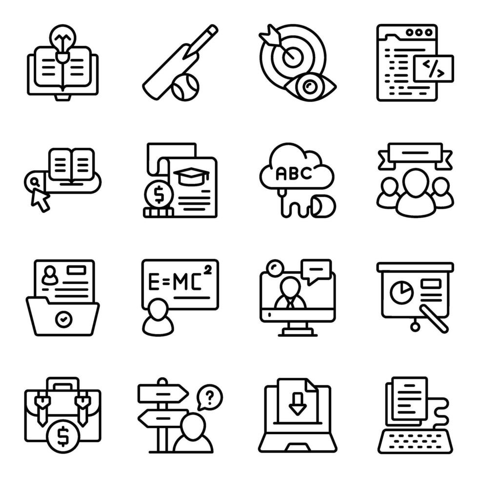 Pack Of E Learning linear Icon vector