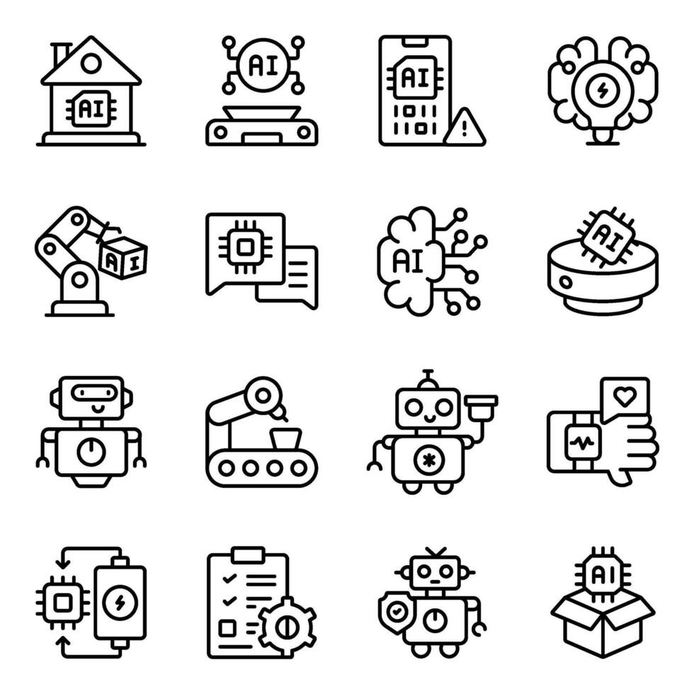 Set of Intelligence Linear Icons vector