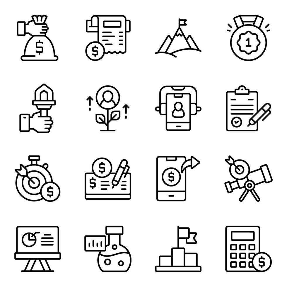 Set of Business and Commerce Linear Icons vector