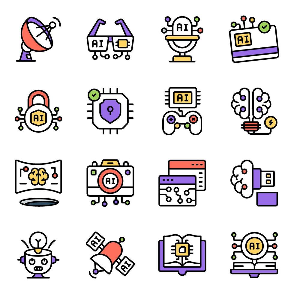Set of Technology Flat Icons vector