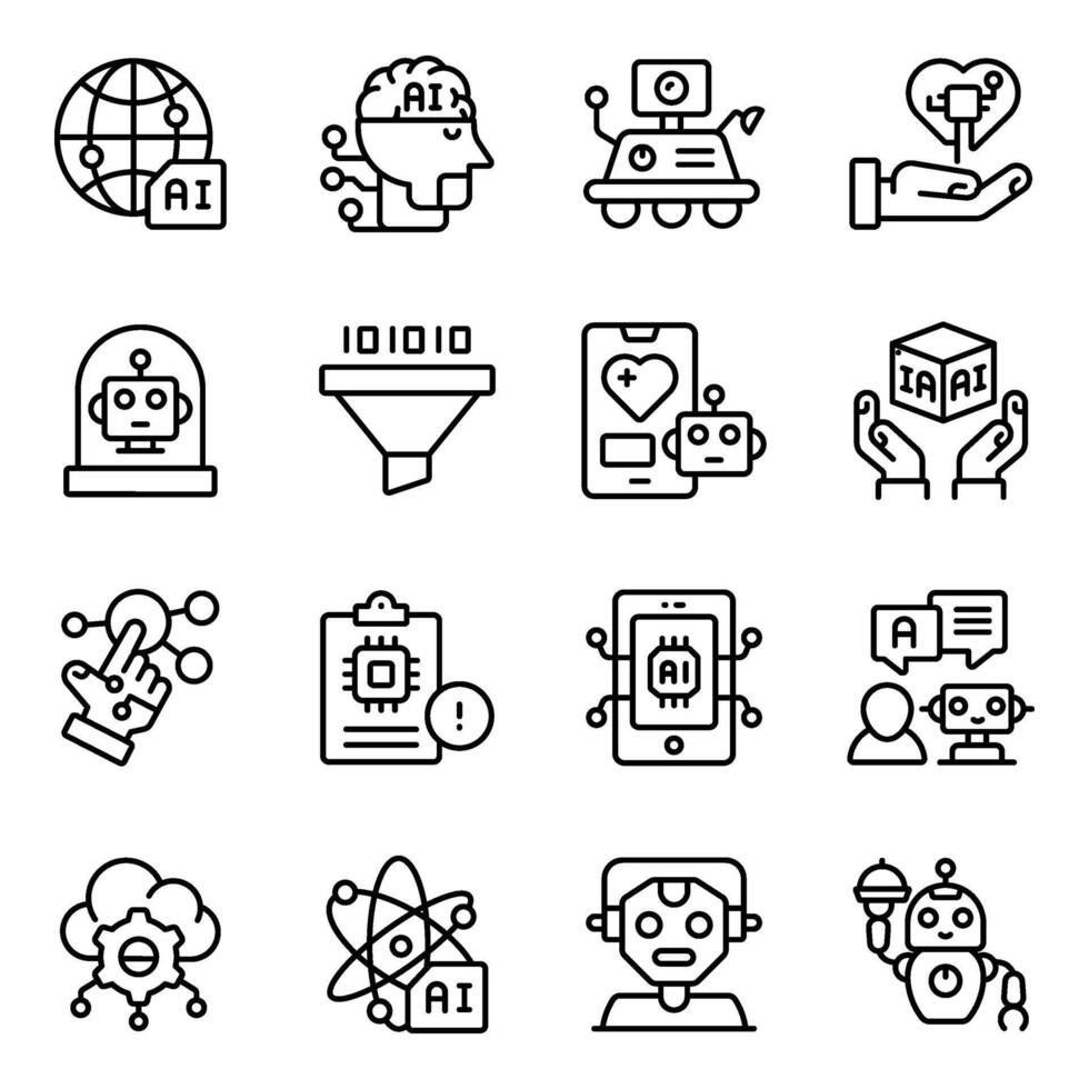 Set of Ai Technology Linear Icons vector