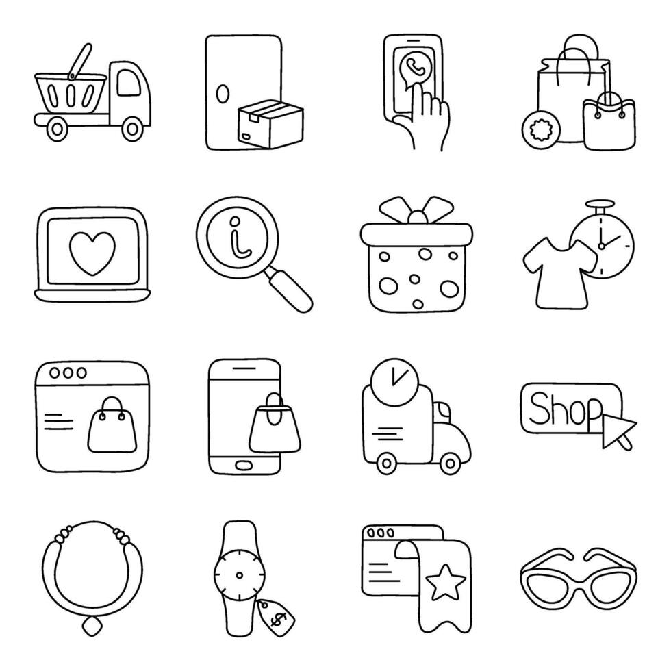 Pack of Online Shopping linear Icon vector