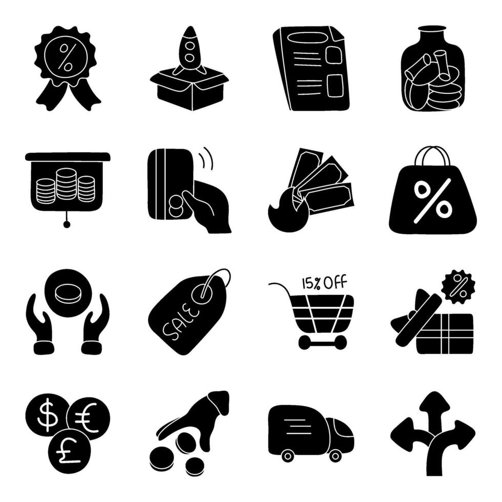 Set of Business and Commerce Solid Icons vector