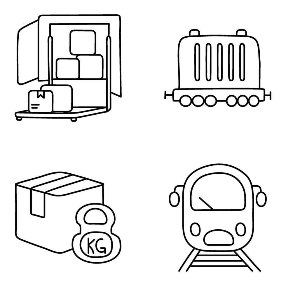 Set of Parcels Linear Icons vector