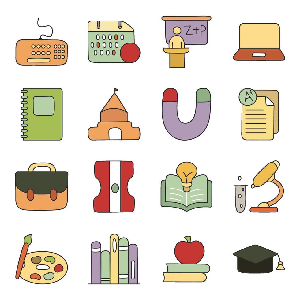Pack Of Education Flat Icon vector