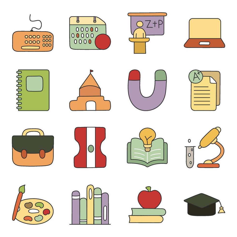 paquete de educación plano icono vector