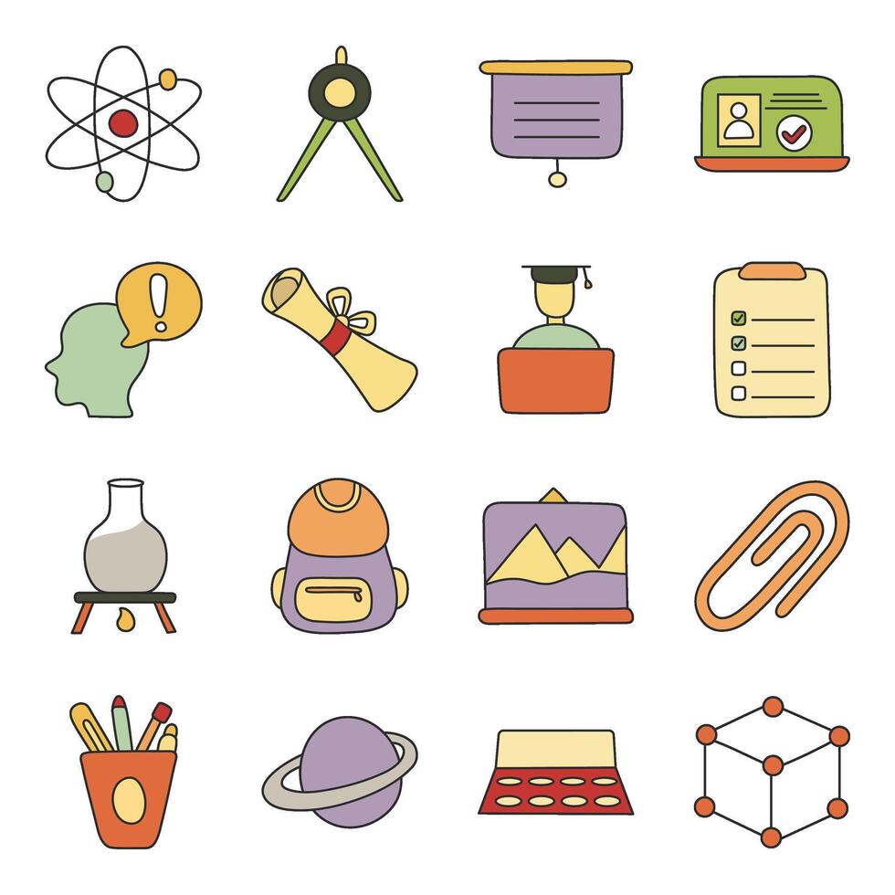 Pack Of Research Flat Icon vector