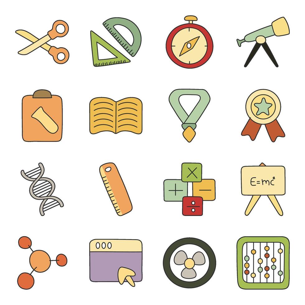 Pack Of Learning Flat Icon vector