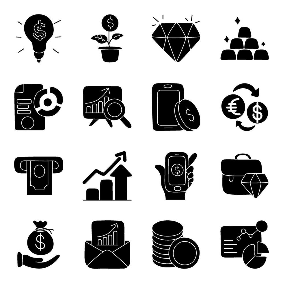 Set of Business Solid Icons vector