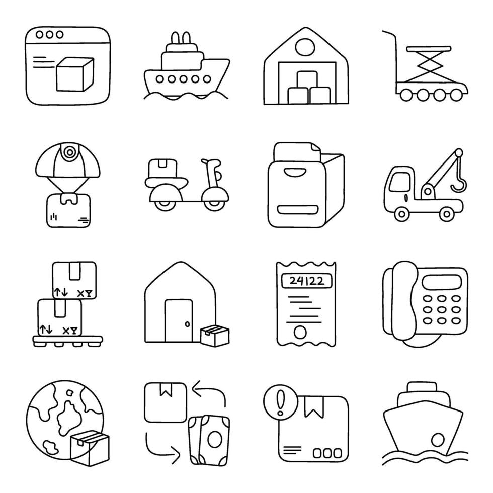 Set of Shipment Linear Icons vector