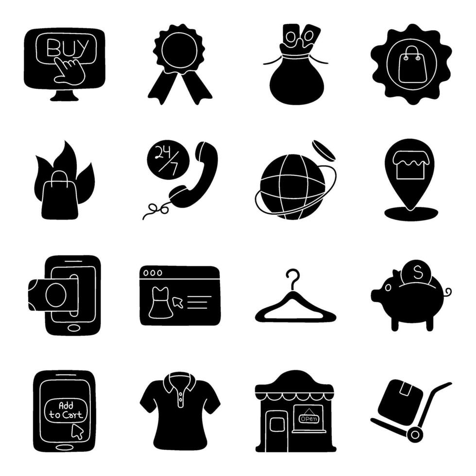 Pack of Shopping And Digital Payment solid Icon vector