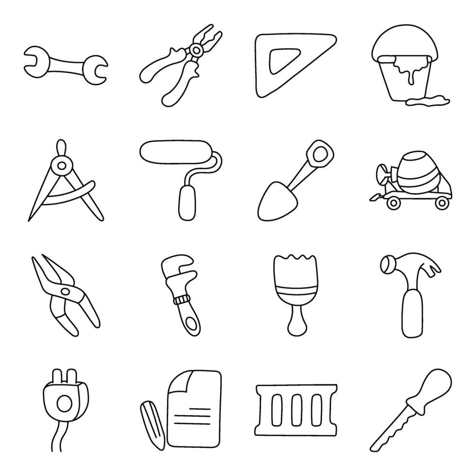 Set of Tech Tools Linear Icons vector
