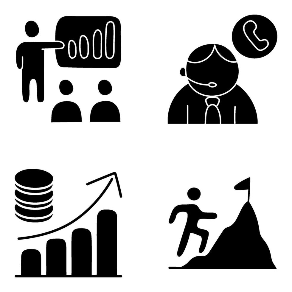 Set of Business and Data Solid Icons vector