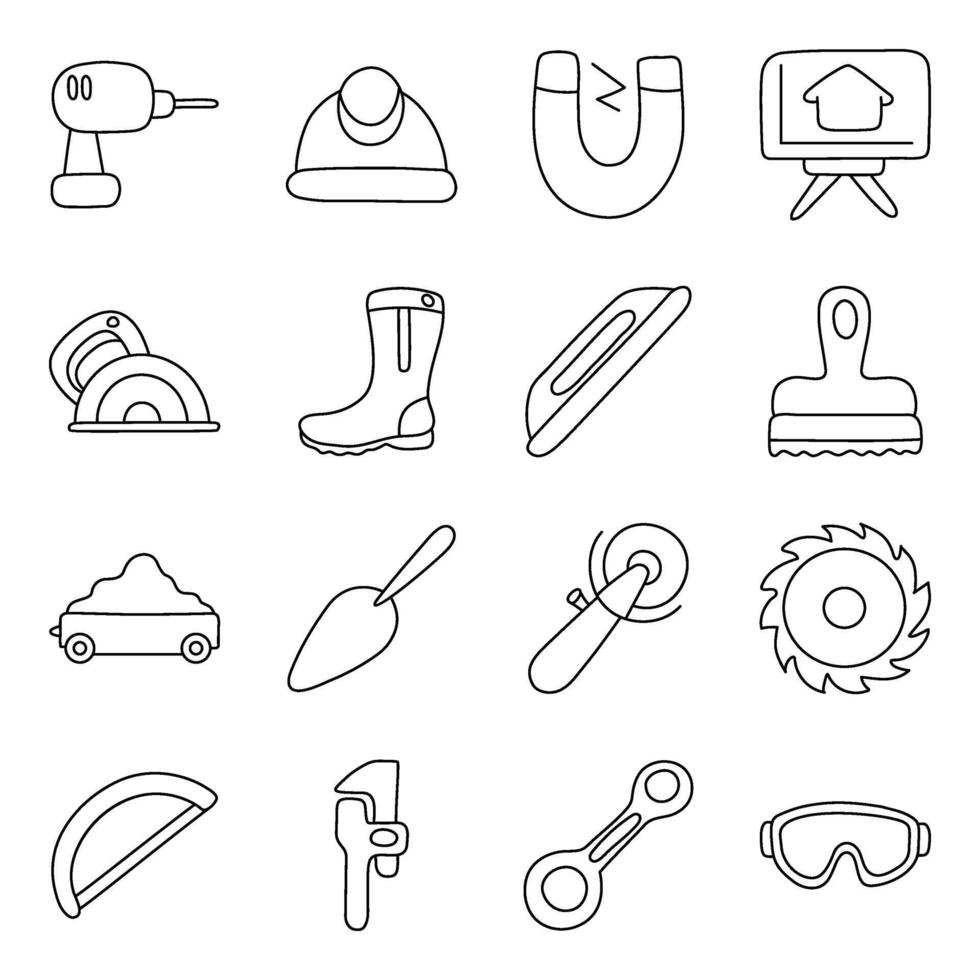 Set of Tools Linear Icons vector