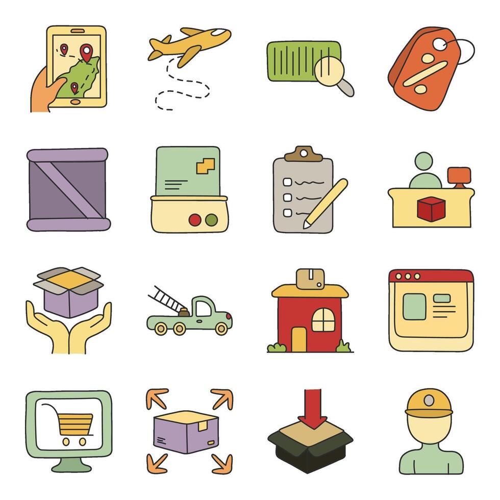 Set of Logistic and Shipment Flat Icons vector