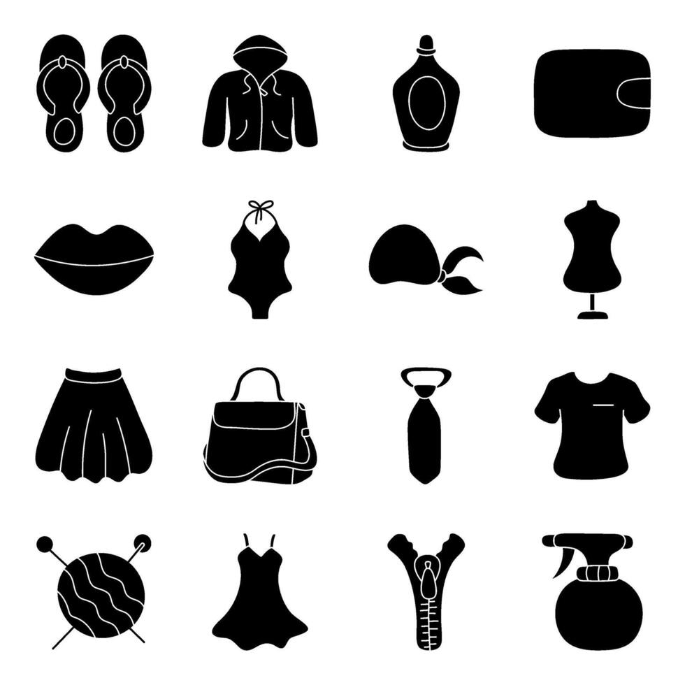 Pack Of Clothing And Styling solid Icon vector