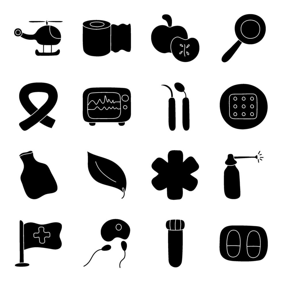 Set of Pharmaceutical Solid Icons vector