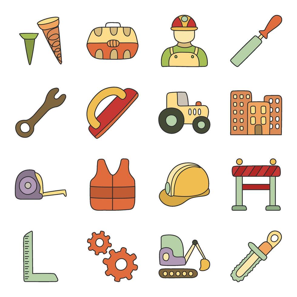 Set of Repair Tools Flat Icons vector