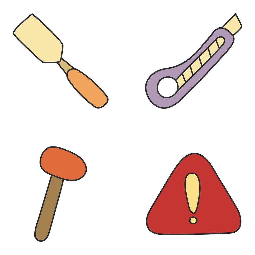 Set of Tools and Equipment Flat Icons vector