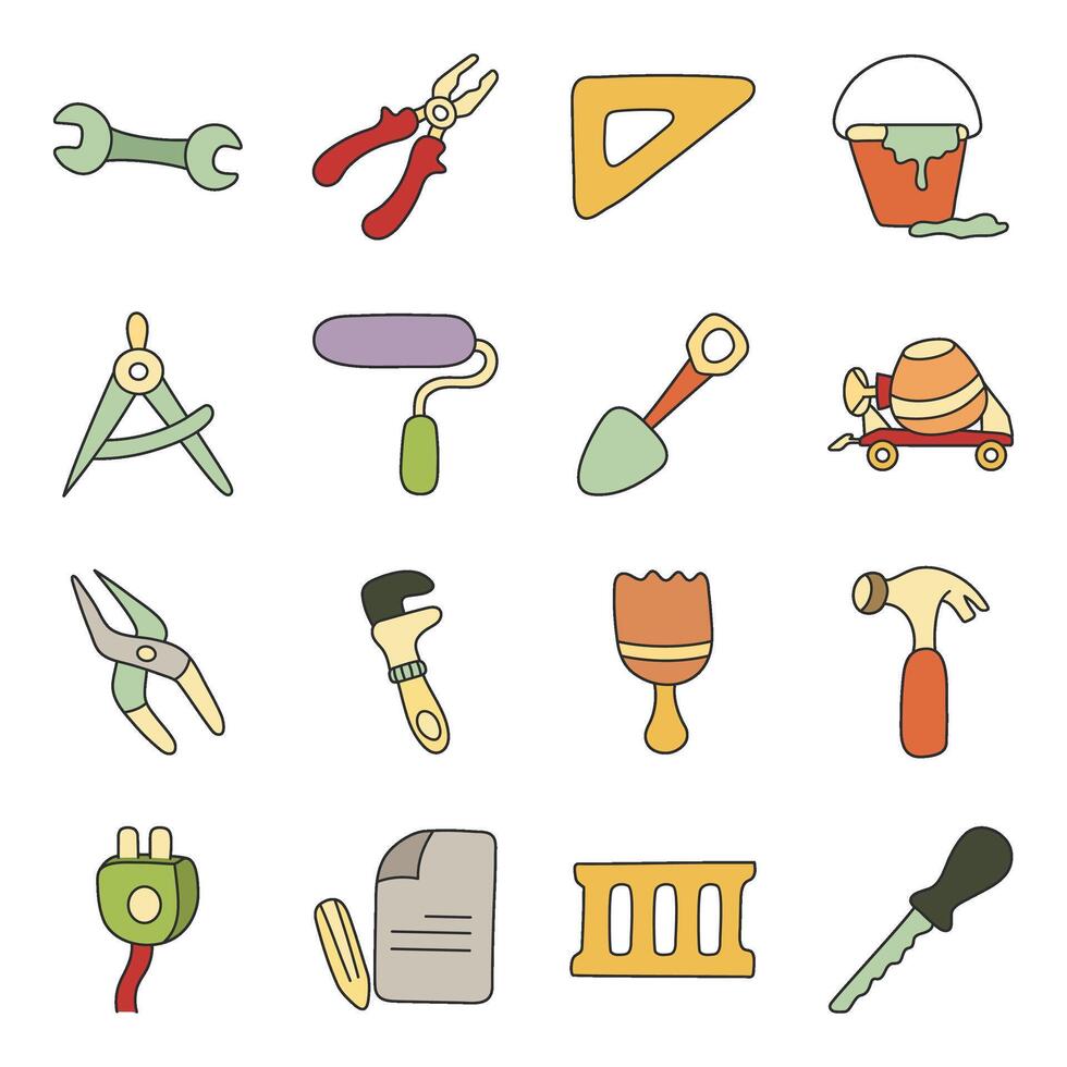 Set of Tech Tools Flat Icons vector