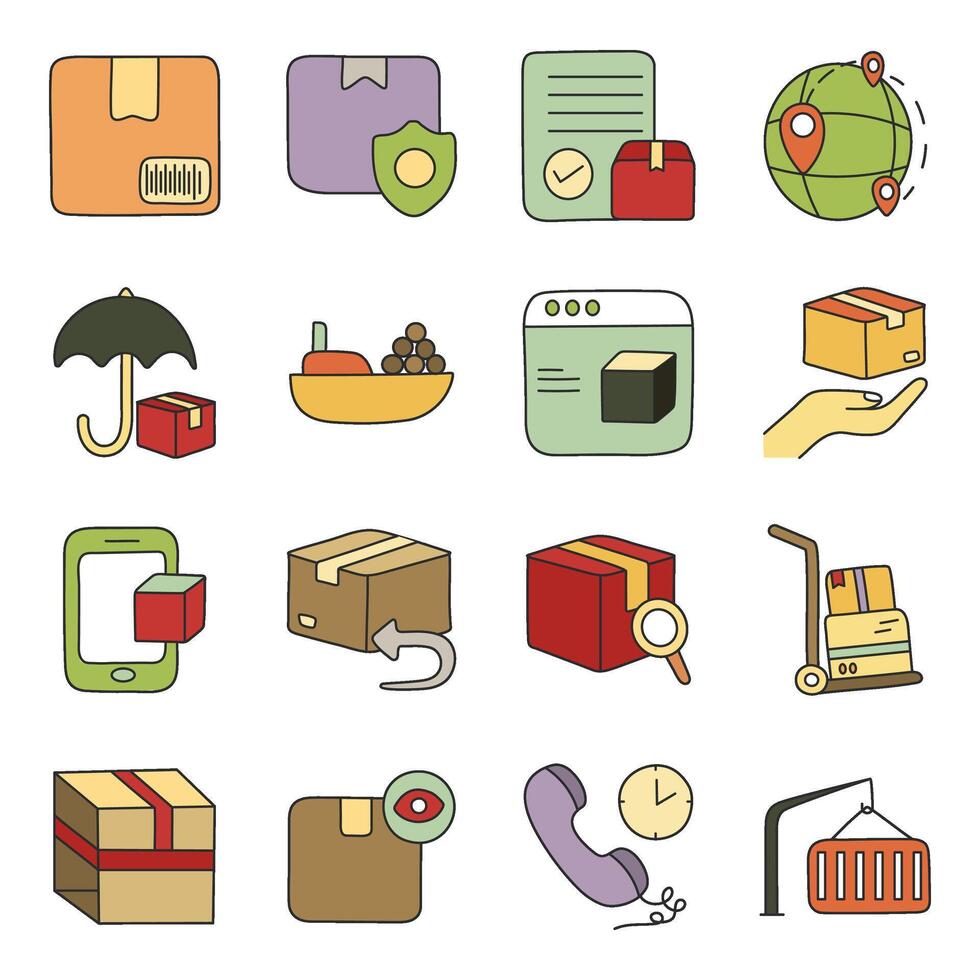 Set of Logistic Flat Icons vector