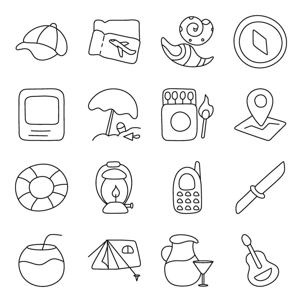 Pack Of Camping linear Icon vector