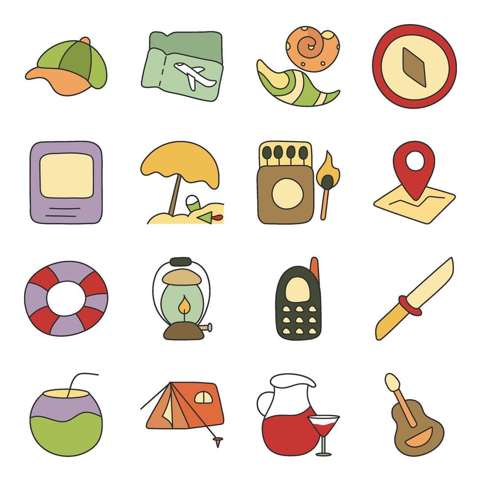 Pack Of Camping Flat Icon vector