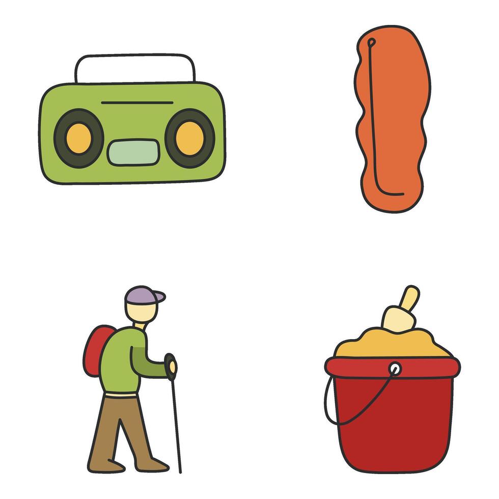 Pack Of Hiking Flat Icon vector