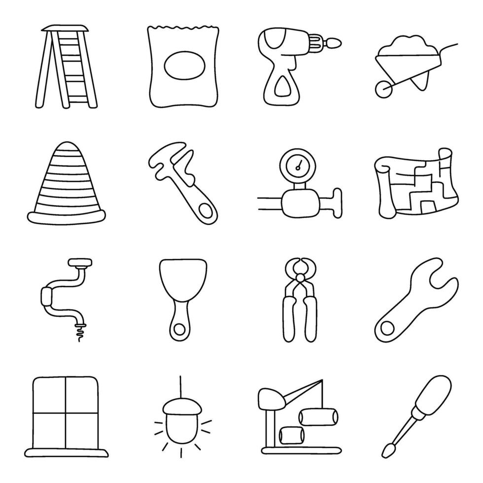 Set of Equipment Linear Icons vector