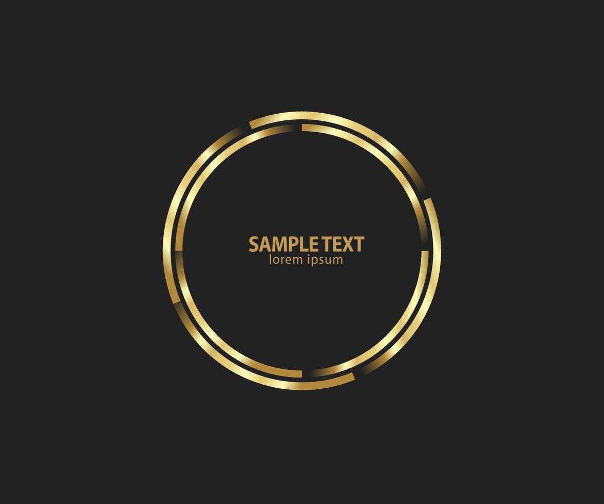 Abstract golden lines in circle form, Design element, Geometric shape with luxury style, Striped border frame for image, Technology round Logo, Spiral Illustration vector