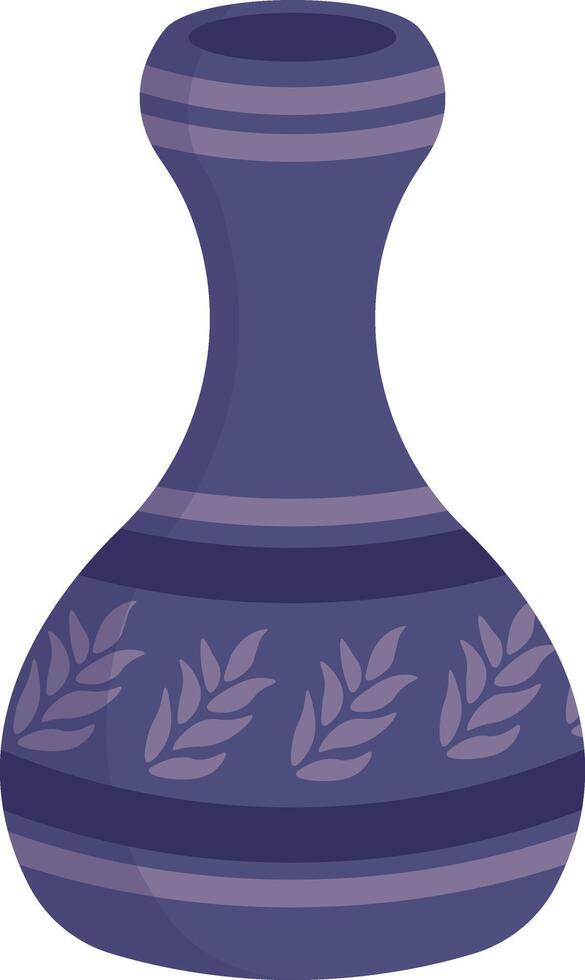 Ceramic Vase Illustration with Floral Decoration. Aesthetic Vase vector
