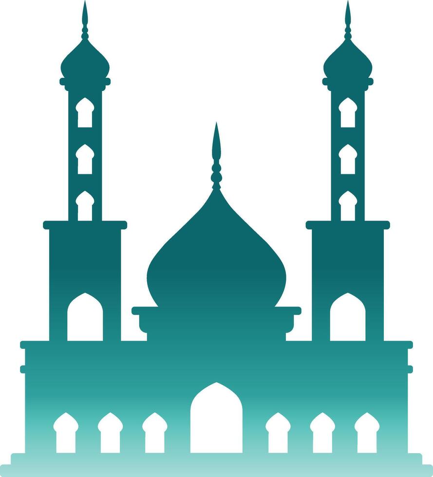 Islamic Mosque Silhouette with Gradient Color. Isolated Illustration vector