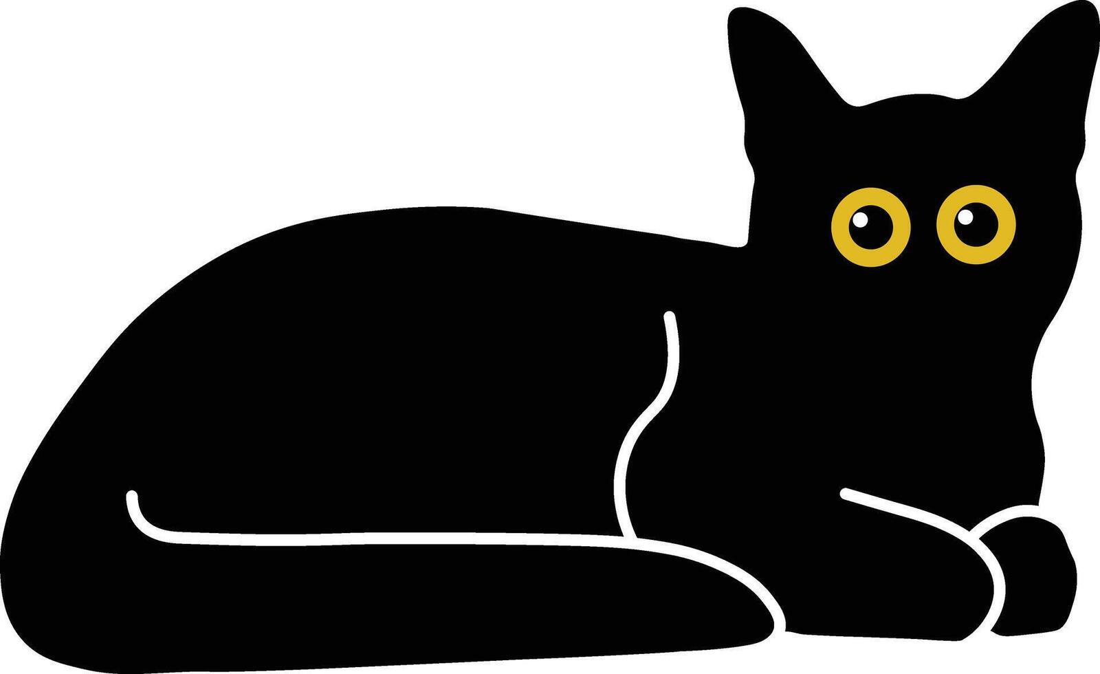 International Cat Day Character with Cute Yellow Eyes. Isolated Black Silhouette vector