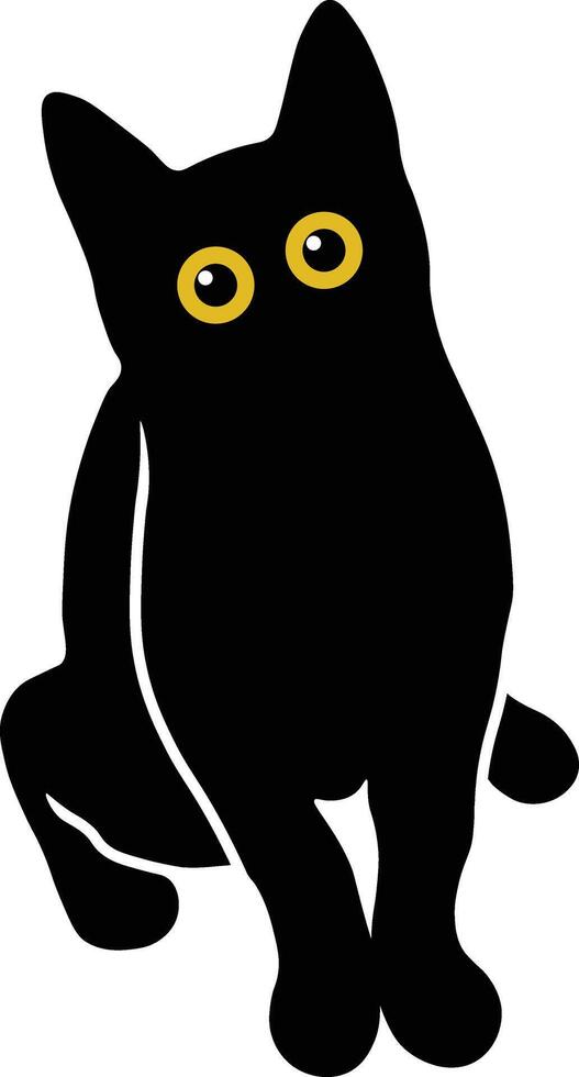 internacional gato día personaje con linda amarillo ojos. aislado negro silueta vector