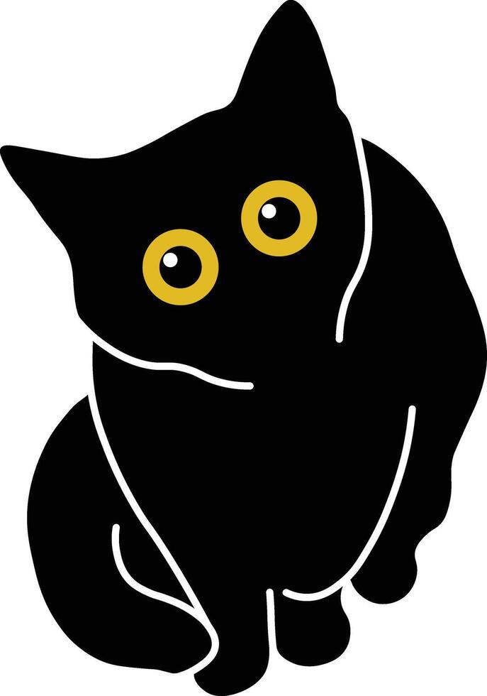 internacional gato día personaje con linda amarillo ojos. aislado negro silueta vector